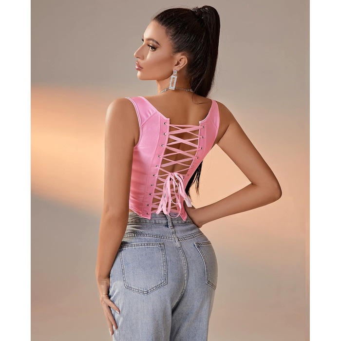 Корсет жіночий Dreay вінтажний, асиметричний, з шнурівкою, бюстгальтер, шорти для фігури, рожевий S