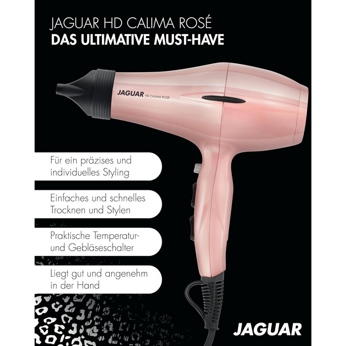 Професійний фен для волосся JAGUAR HD CALIMA Black — потужний стайлер з регулюванням температури, обдуву та кнопкою швидкого охолодження