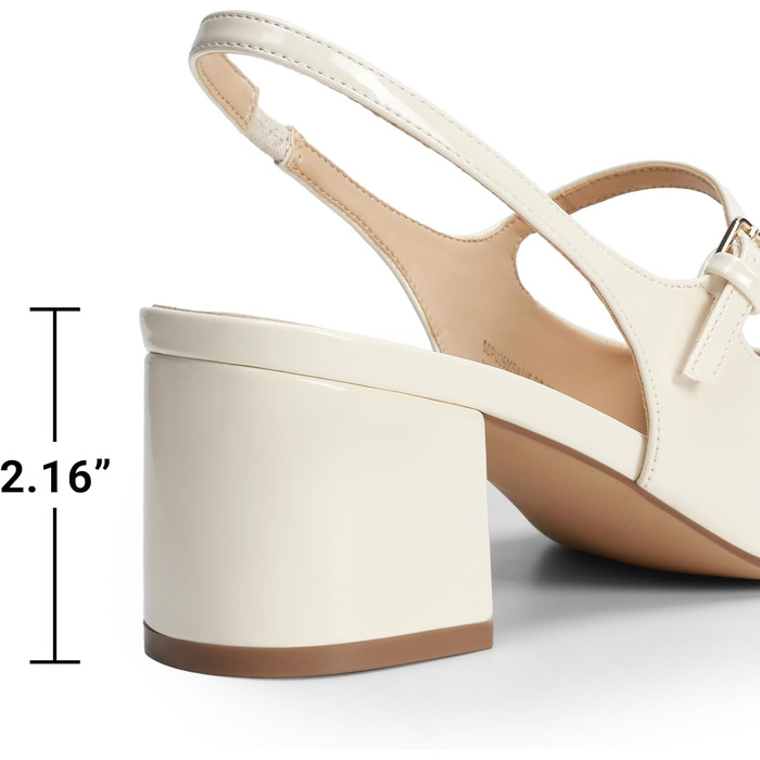 Жіночі туфлі Mary Jane DREAM PAIRS на низькому масивному каблуку, бежеві човники з квадратним носком та ремінцем Slingback для офісу та вечірок (41 EU)