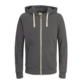 Чоловіча толстовка-худі на блискавці JACK & JONES Jjeholmen Noos, сіра (Asphalt), розмір XL, Regular Fit