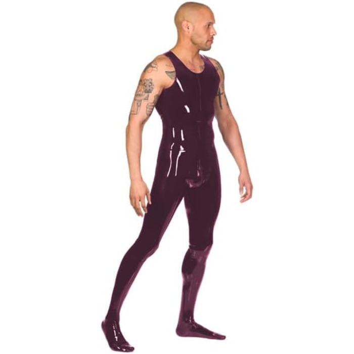 Костюм для чоловіків JQYTEN: блискучий комбінезон з штучної шкіри, PVC, для клубів, розмір S-7XL (темно-червоний)