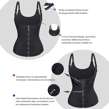 Корсет для фігури жіночий, животворячий боді, форма-танкі, міцний формувальний тіловий коректор, регульований топ, чорний