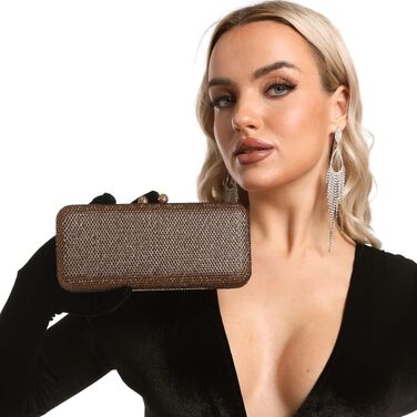 Жіночий вечірній клатч Boutique De FGG з кристалами та стразами, міні-сумка для весіль та вечірок (Бронзовий)
