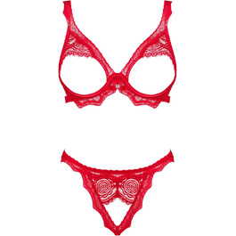 Сексуальний жіночий комплект нижньої білизни Selente Love & Fun: бюстгальтер, пояс-стрінг, танга та шовкова маска для очей, червоний, XS-S