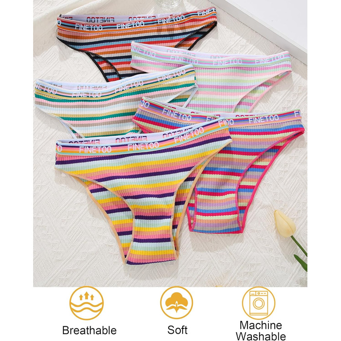 9 пар жіночих бавовняних трусиків FINETOO: яскраві кольори, спортивний стиль, бавовна, S-XL, M-L