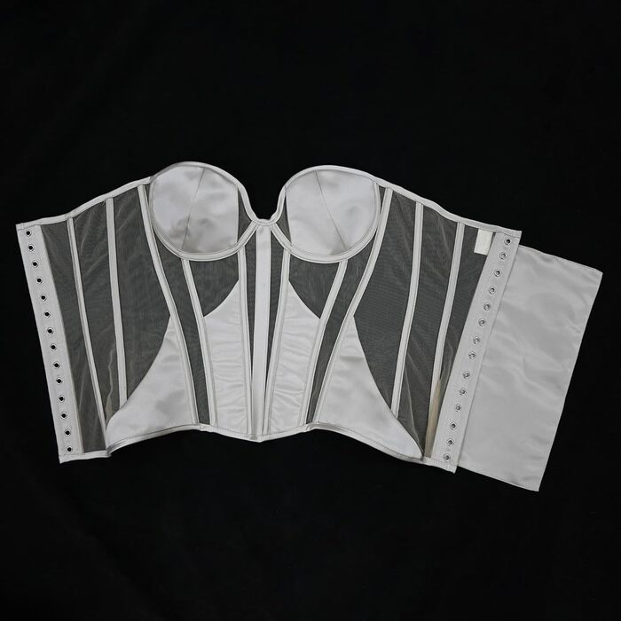 Жіночий корсетний топ у готичному стилі: корсаж на Хелловін, вінтаж, середньовіччя, стеampunk, ренесанс. Формуючий бандаж, сріблястий XL