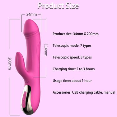 Вібратор Rabbit для жінок: стимуляція клітора та G-точки, 7 режимів, нагрів, рожевий