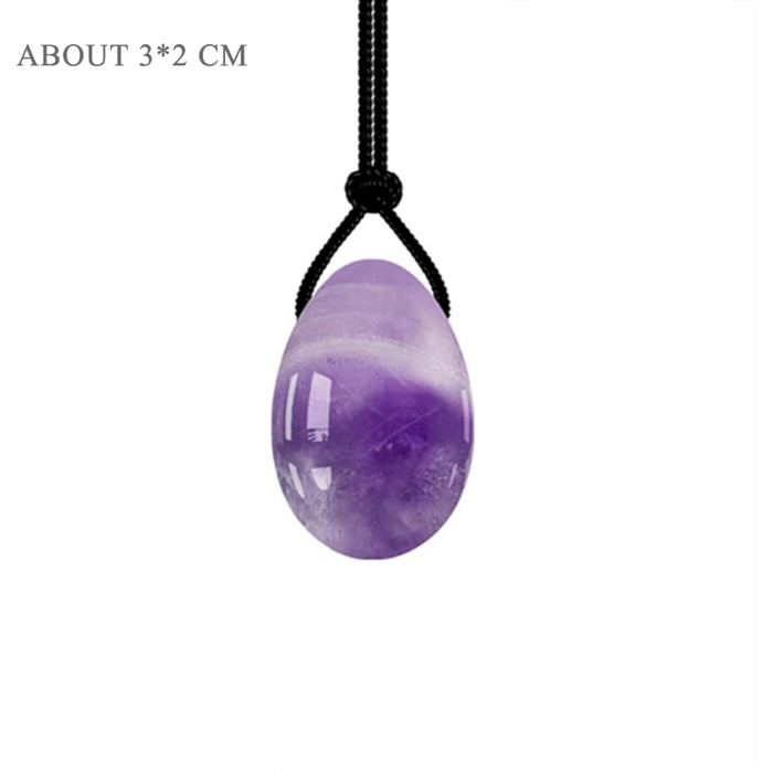 Набір яєць для вагінального тонісу: рожевий кварц, нефрит, аметист, кристали, масаж, Kegel, розмір M, 1 шт.