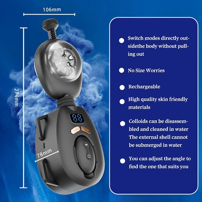 Електричний мастурбатор JFRong для чоловіків з телескопічною конструкцією, 10 режимів вібрації та фіксуючим ремінцем