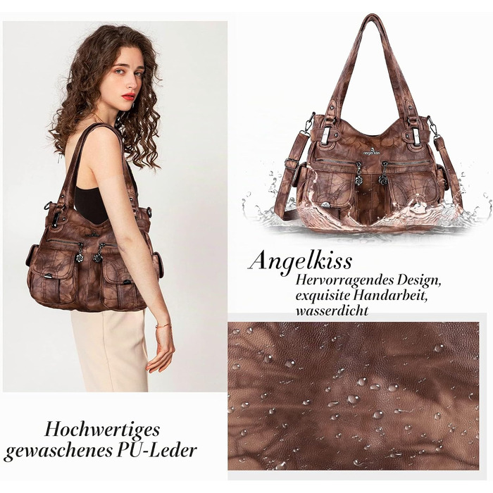 Жіноча сумка-шопер Angel Kiss через плече (Tote-Hobo-Crossbody), коричнева, модель 5739-1