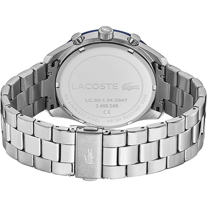 Чоловічий годинник Lacoste Boston Chronograph Blue Metal — кварцовий хронограф зі сталевим браслетом