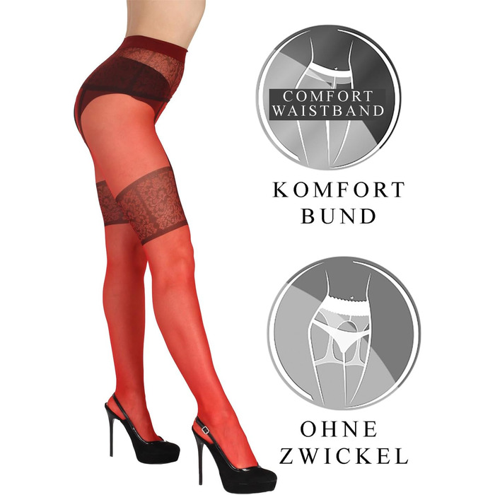 Шкарпетки BANANALU з візерунком, відкритий крок, 20 Den (M, Червоний)