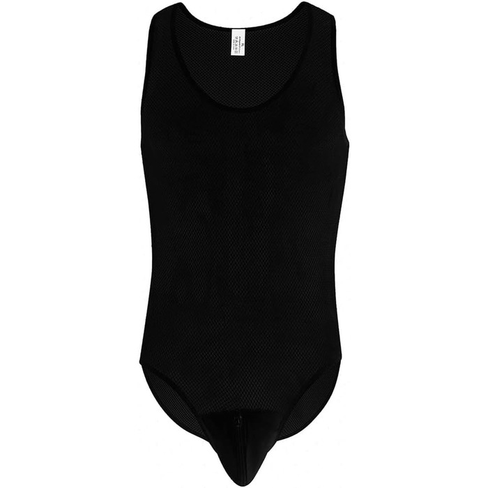 Чоловічий боді на блискавці з сітчастою вставкою, прозорий, чорний