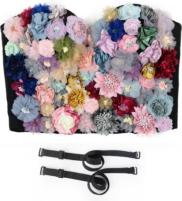 Чорний бюстгальтер-топ Ellacci з 3D-квітами для вечірки, весілля, клубу. Розмір XS