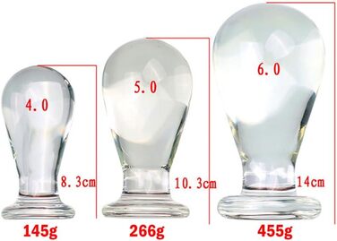 Сет анальних пробок ScreaAss з скла, 3 шт. (4/5/6 см), для жінок та чоловіків, анальні намиста, стимулятор G-точки, прозорий набір