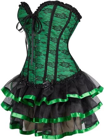 Сукня-корсет з мереживом, зелена, для свята та Хелловіну (XXS)