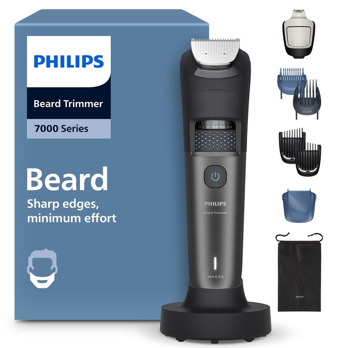 Тример для бороди Philips Bartschneider 7000 серії BT7670/15: самозаточувальні металеві леза, 40 налаштувань довжини, технологія BeardSense, водонепроникний, з зарядним пристроєм