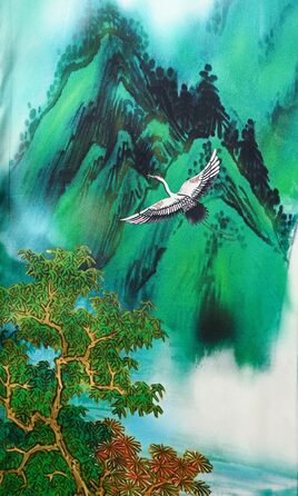 Шовковий халат-кімоно Ledamon для жінок, довгий, 100% шовк - класичний квітковий халат, нічна сорочка (універсальний розмір, пейзаж, весна)