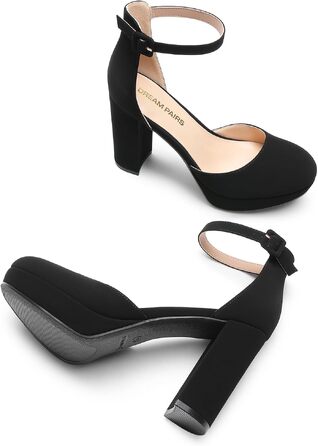 Жіночі туфлі-човники на високих підборах та платформі DREAM PAIRS, чорний нубук, розмір 37 EU