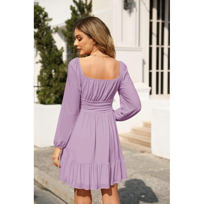 Сукня ILY BELA Daen з квадратним вирізом, висока талія, складки, довга, для вечірнього образу (фіолетовий, XL)