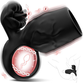 Пеніс-кільце Tagnaff з подвійною затримкою для пар: покращена стимуляція G-точки, 9 режимів, чорний