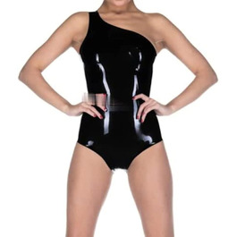 Латексний боді для жінок: чорний латекс, без бретелек, топ-кроп, catsuits, бодісток, чорний колір, розмір M