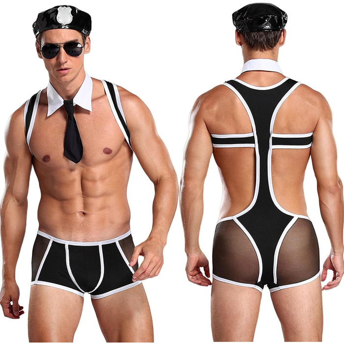 Манкіні Borat для чоловіків: сексуальна танга, V-подібний виріз, пляжний кінь, подарунок, спідня білизна, костюм Санти для Хелловіну та Різдва, універсальний розмір (чорний)