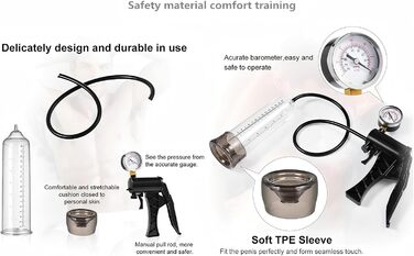 Пумпа для збільшення пеніса з манометром. Ручна пумпа для тренування ерекції з 6 кільцями. Іграшка для чоловіків.