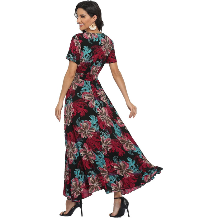 Сукня максі А-силуету VintageClothing жіноча чорно-квіткова (S)