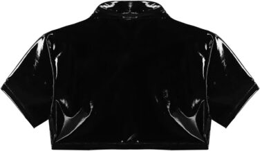 Чоловіча сорочка з лакованої шкіри Wetlook AIEOE, чорна, XXL