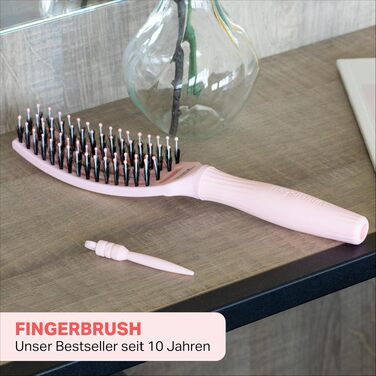 Щосмічна щітка для волосся Olivia Garden Fingerbrush Care Iconic з щетиною кабана та нейлоном для блиску та гладкого стайлінгу, рожева, розмір S