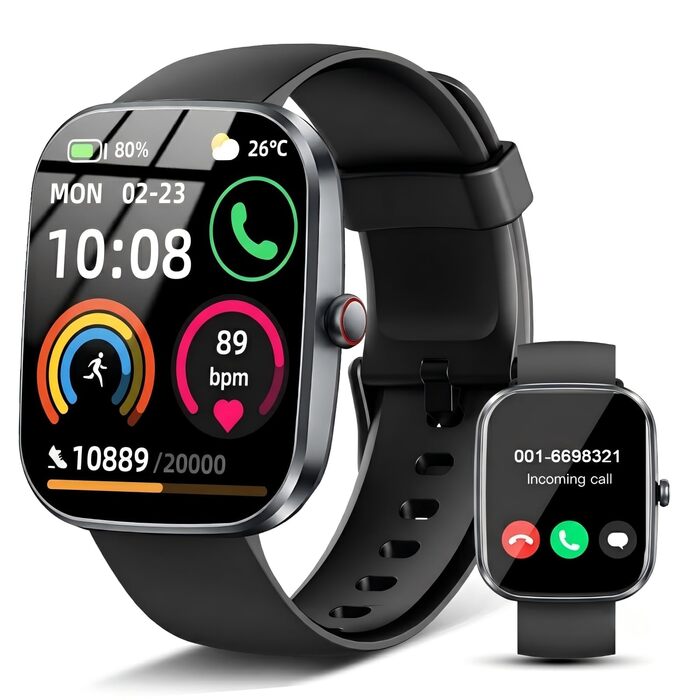 Смарт-годинник для чоловіків та жінок 1.91'' HD 2026 з Bluetooth-дзвінками, фітнес-трекер з моніторингом серцебиття, SpO2, сну, 113+ спортивних режимів, водонепроникний IP68 для Android та iOS, світло-чорний