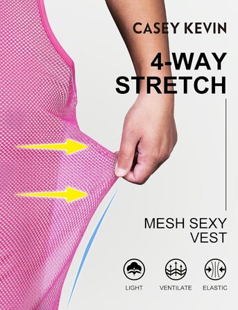 Чоловіча сітчаста майка Casey Herren Netz Tank Top з круглим коміром, Cubwear (L, рожевий A3)