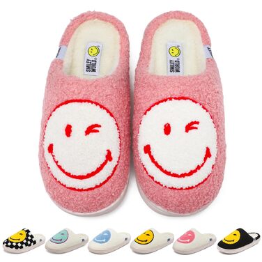 Зимові домашні капці SMILEYWORLD® з ефектом пам'яті Memory Foam, м'які плюшеві пантофлі для жінок та чоловіків, біло-рожеві, розмір 38/39 EU