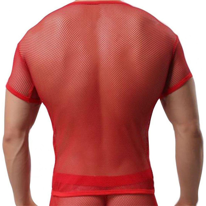 Чоловіча літня футболка з сіткою - прозора спортивна футболка для чоловіків, чорна (L)