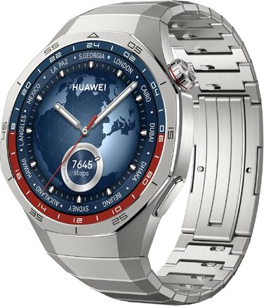 Смарт-годинник Huawei Watch GT 5 Pro 46mm Titanium: титановий корпус, ЕКГ, GPS, моніторинг здоров'я та спорту, Bluetooth-дзвінки, до 14 днів автономності, для iOS та Android