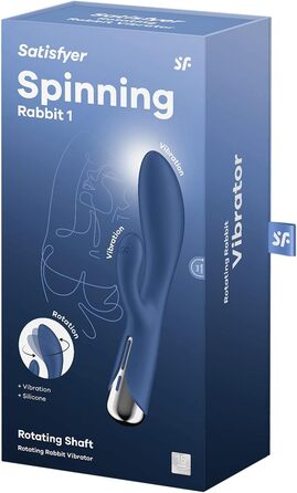Satisfyer Spinning Rabbit - вібратор-зайчик | Стимуляція G-точки та клітора | Іграшка для дорослих з силікону | 12 вібрацій та 5 програм обертання | Blue