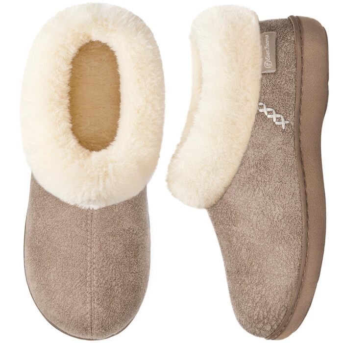 Жіночі зимові капці EverFoams з ефектом пам'яті (Memory Foam), теплі плюшеві та протиковзкі, колір Taupe, розмір 42/43 EU