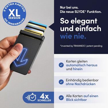 Алюмінієвий картхолдер TRAVANDO SLYDE з RFID-захистом та грошовою затискачкою, чоловільний тонкий гаманець для 7-9 карт