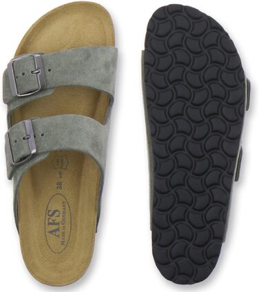Жіночі шкіряні пантолети AFS-Schuhe 2100, натуральна замша, оливкові, Made in Germany, розмір 38 EU