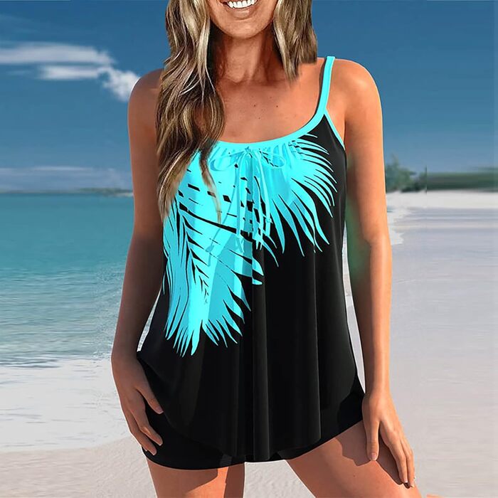 Tankini жіночий з ефектом корекції фігури, пляжний купальник роздільний великого розміру (4XL, чорний). Купальник Tankini для літа