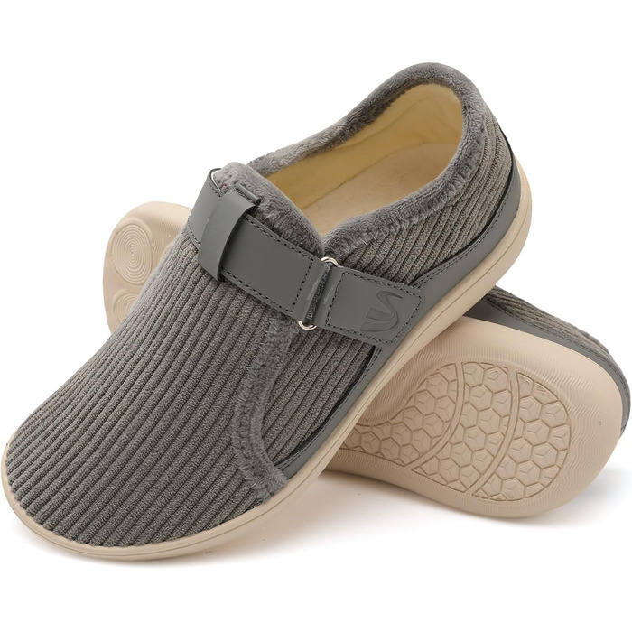 Жіночі домашні капці Scurtain Extra Wide з липучкою, протиковзкі, сірі (розмір 43 EU, широка колодка)