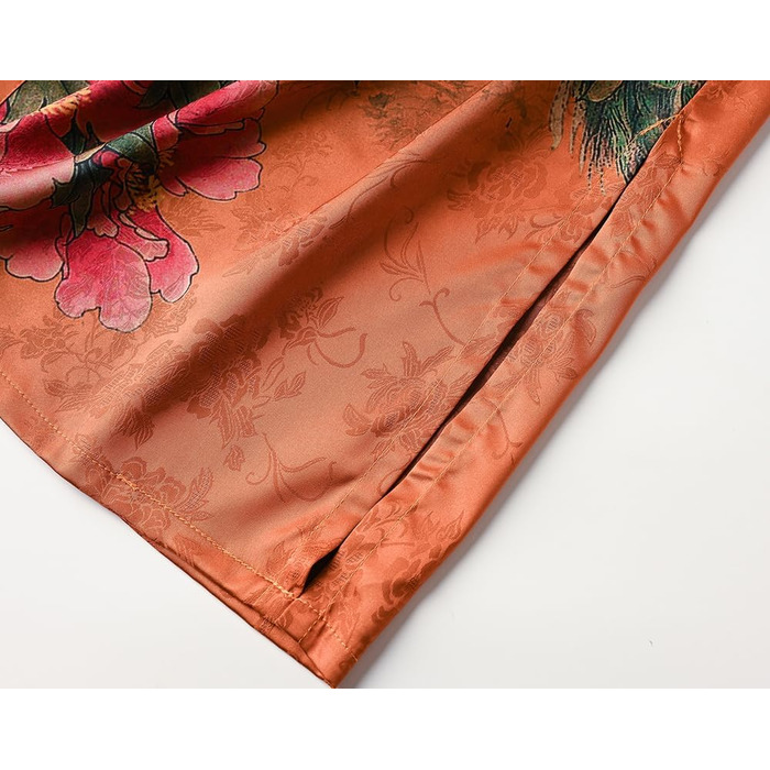 Жіночий халат Ledamon з квітковим принтом - довгий, класичний халат/піжама (один розмір, золотистий)