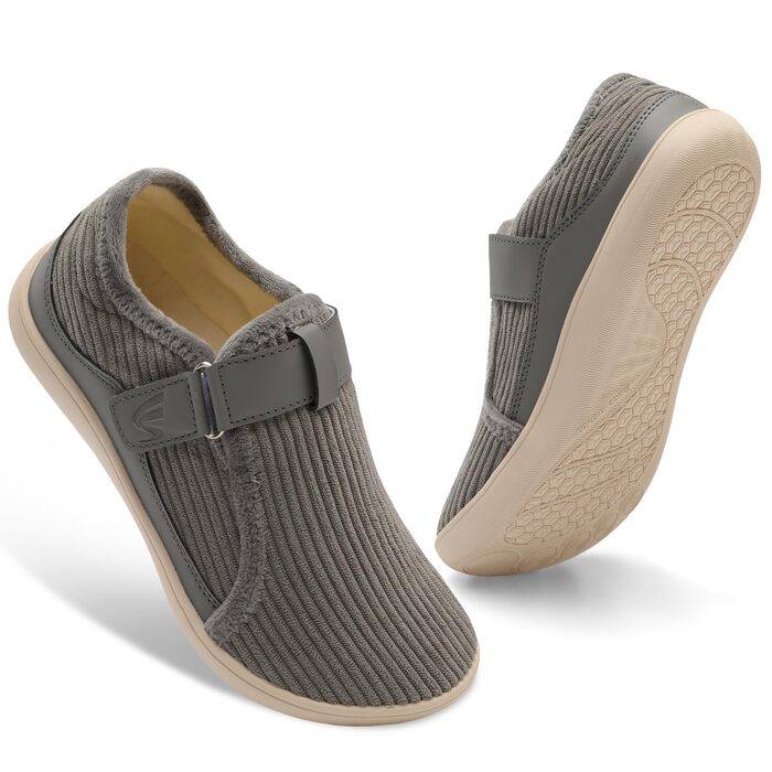 Жіночі домашні капці Scurtain Extra Wide з липучкою, протиковзкі, сірі (розмір 43 EU, широка колодка)