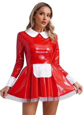 Жіноча спідня білизна Еротичний французький костюм горничної Cosplay A-line (Червоний, 4XL)