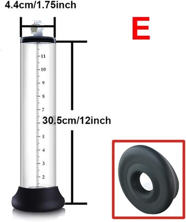 Набір аксесуарів для вакуумного насоса для збільшення пеніса з масштабом та силіконовим кільцем. Прозоре трубкове перо для ерекції, допомога при імпотенції, збільшення пеніса. Розміри: 22.9*6.35 см та 30.5*4.4 см